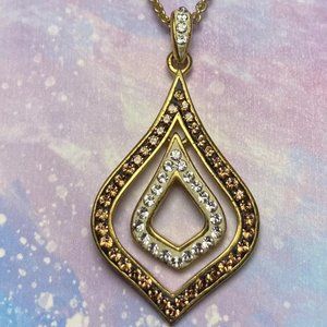 Chocolate Clear Crystal Necklace Teardrop